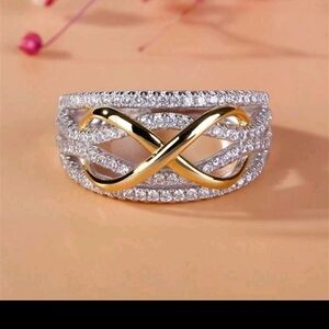New S925 Sterling Silver Dual Color Infinity "8" Design Ring | Gift | Minimalist